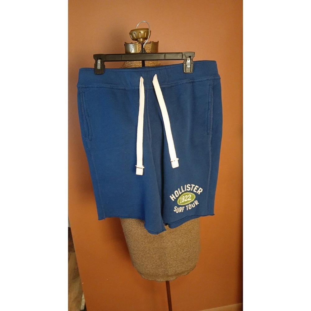 Hollister Mens Blue Surf Tour Graphic Fleece Sweat Shorts Size L NWT